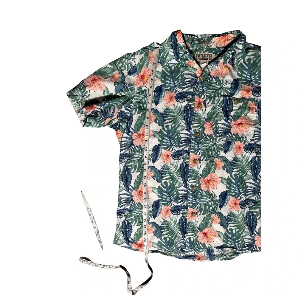 Duluth Trading Co Mens Large Slim Fit Tropical Hibiscus Floral Button Down Shirt - Picture 3 of 7